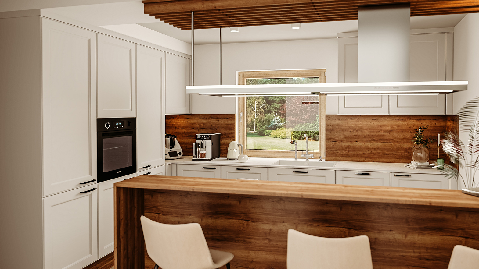 kuchnia z szafkami do sufitu