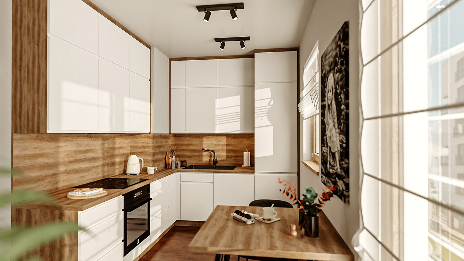 mała kuchnia w kształcie litery L