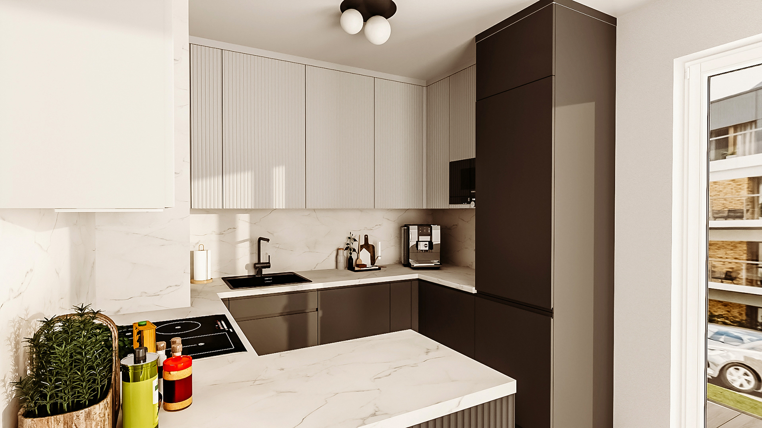 projekt niewielkiej kuchni w bloku