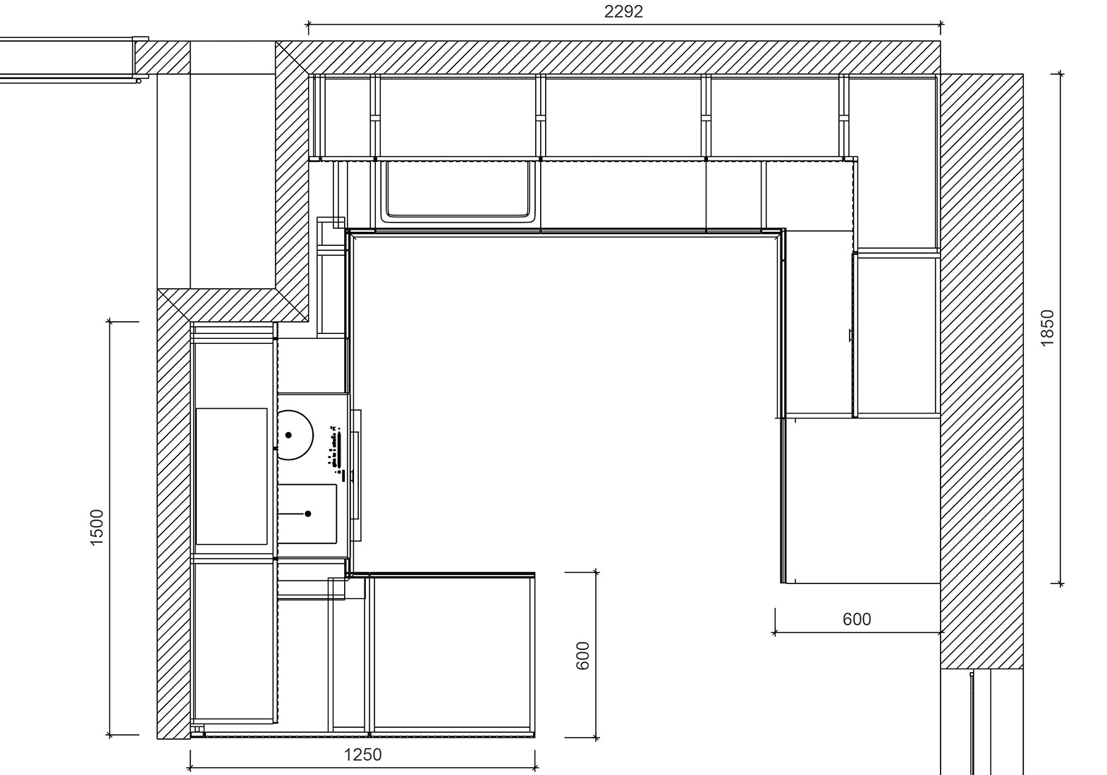 układ funkcjonalny małej kuchni