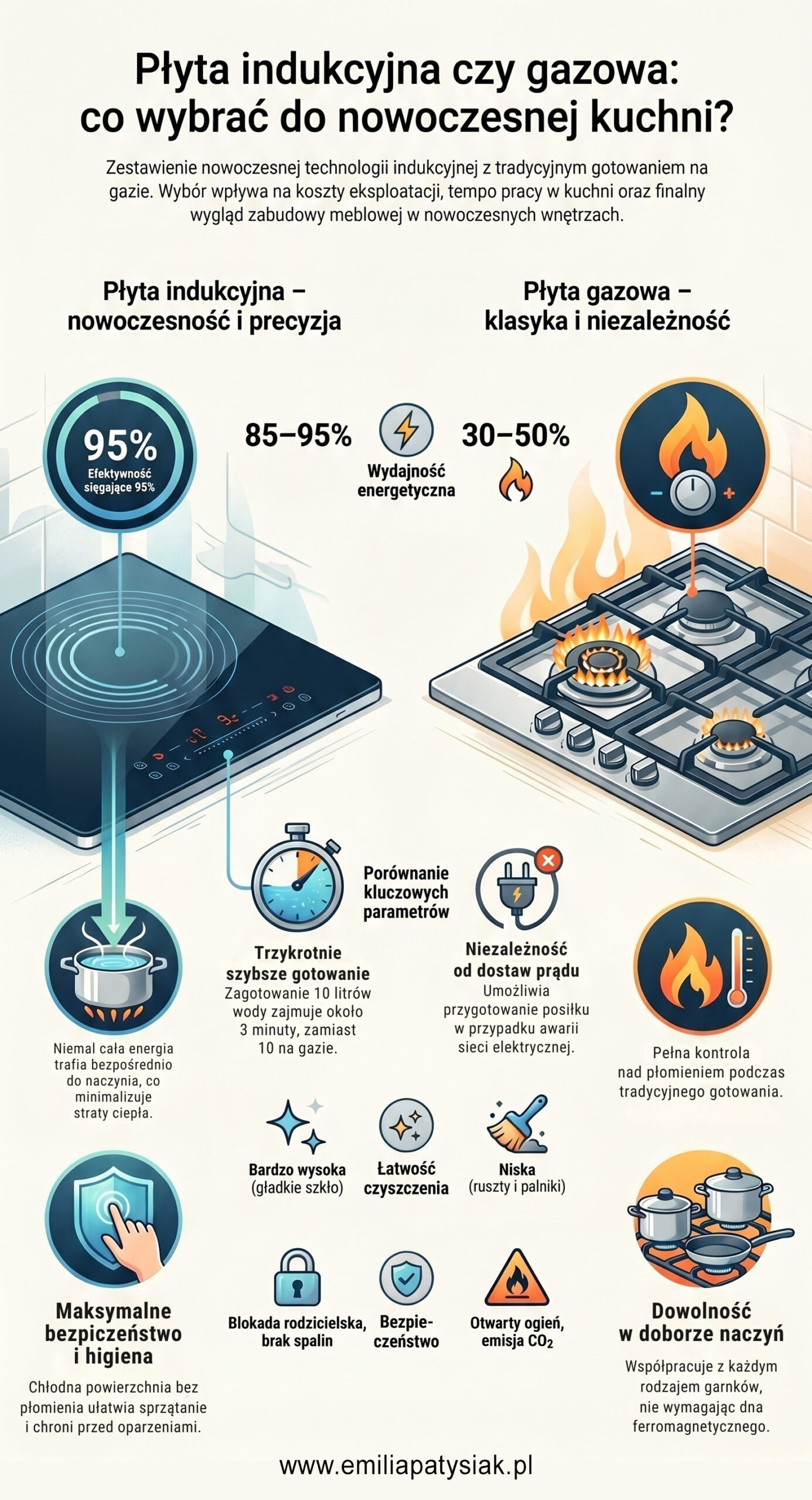płyta indukcyjna czy gazowa infografika