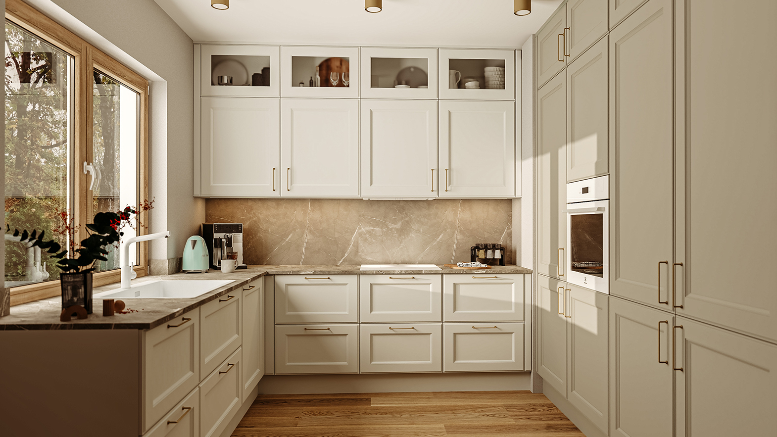 klasyczna kuchnia otwarta na salon