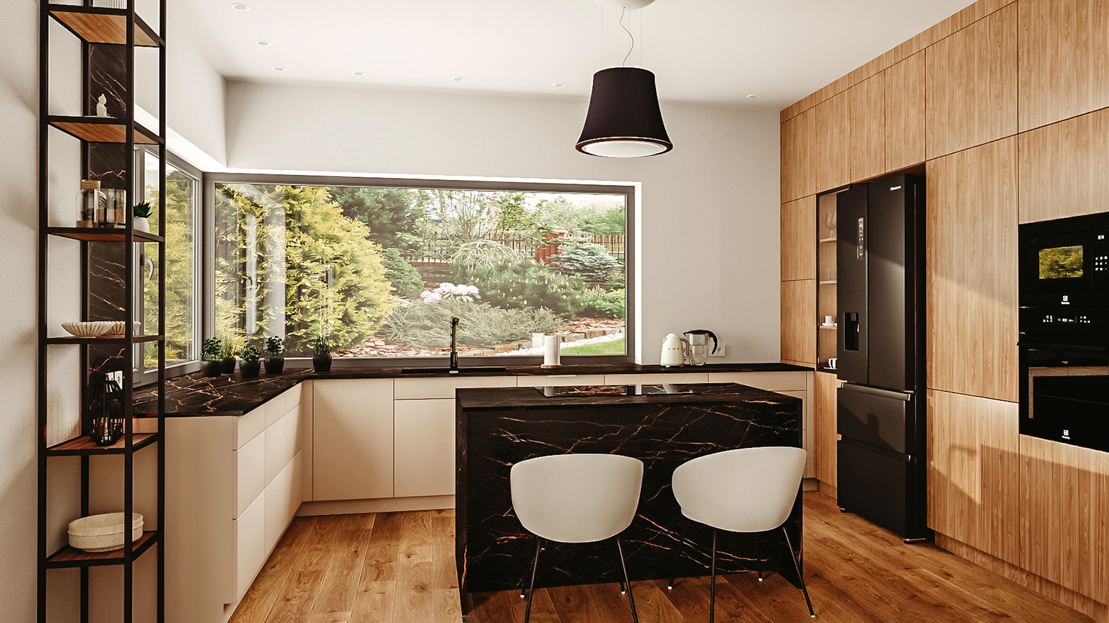 kuchnia z wyspą otwarta na salon