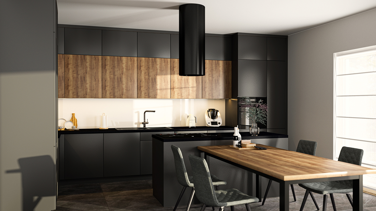 kuchnia z wyspą otwarta na salon