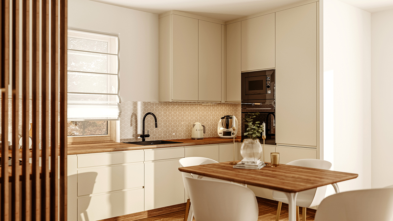 mała kuchnia otwarta na salon