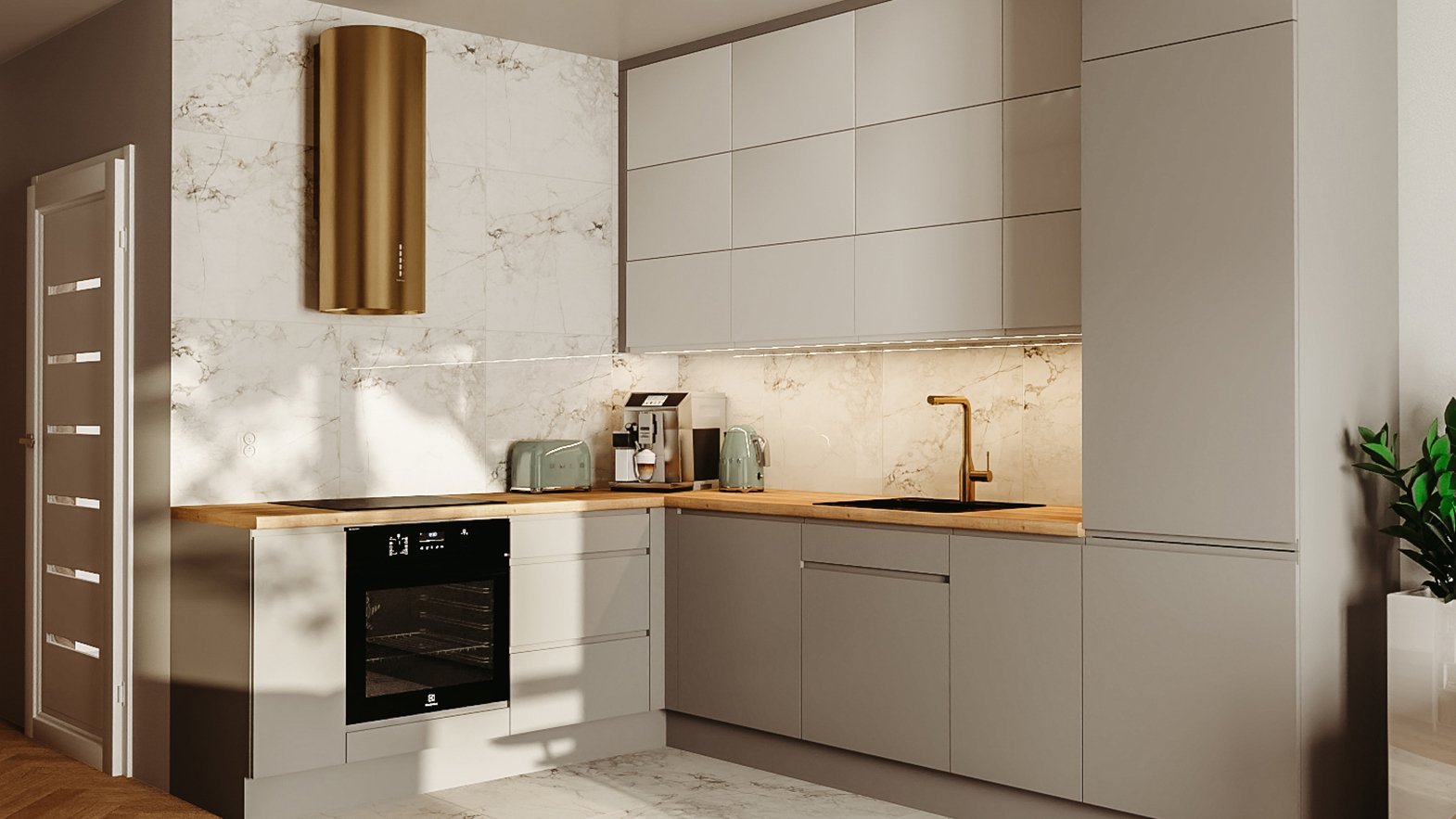 mała kuchnia w kształcie litery L