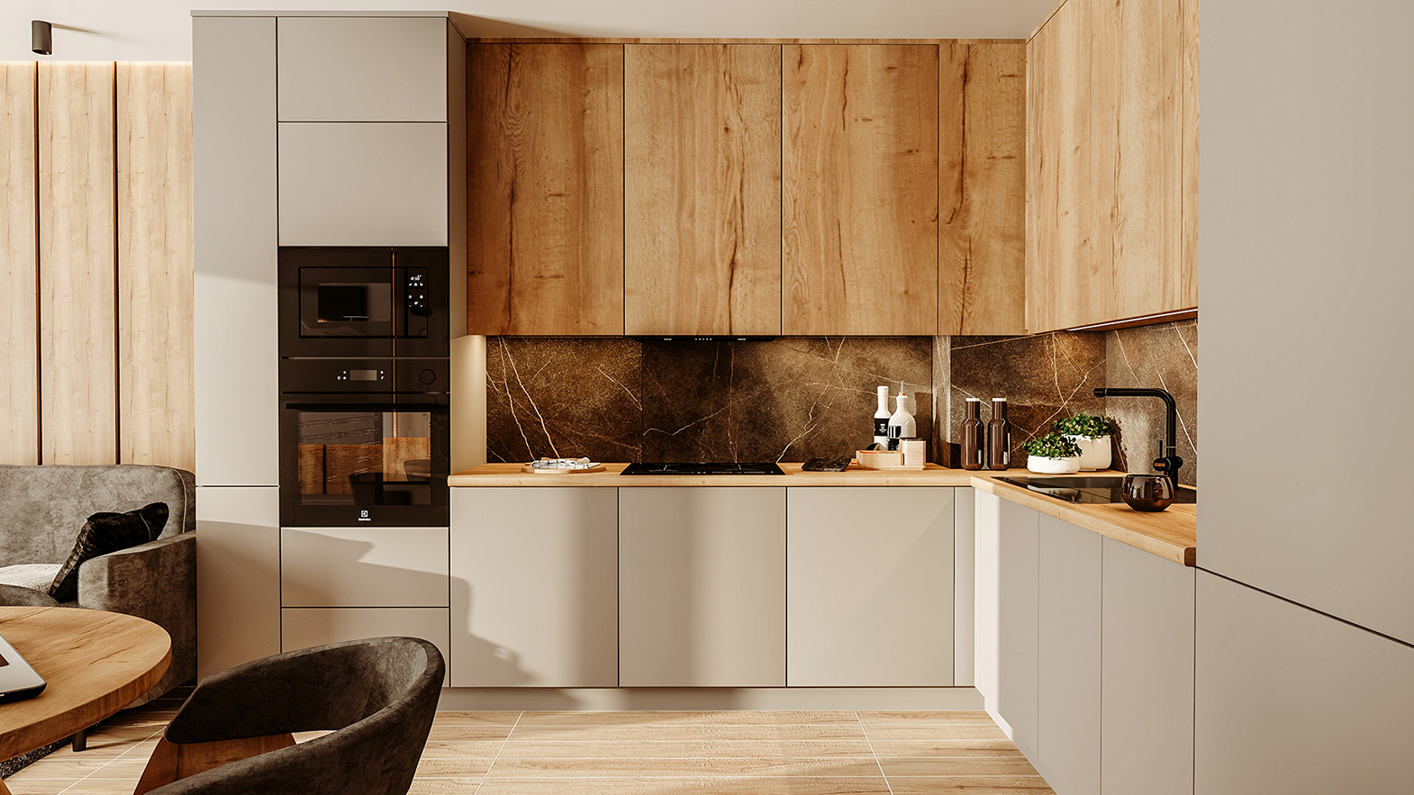 układ narożny kuchni L