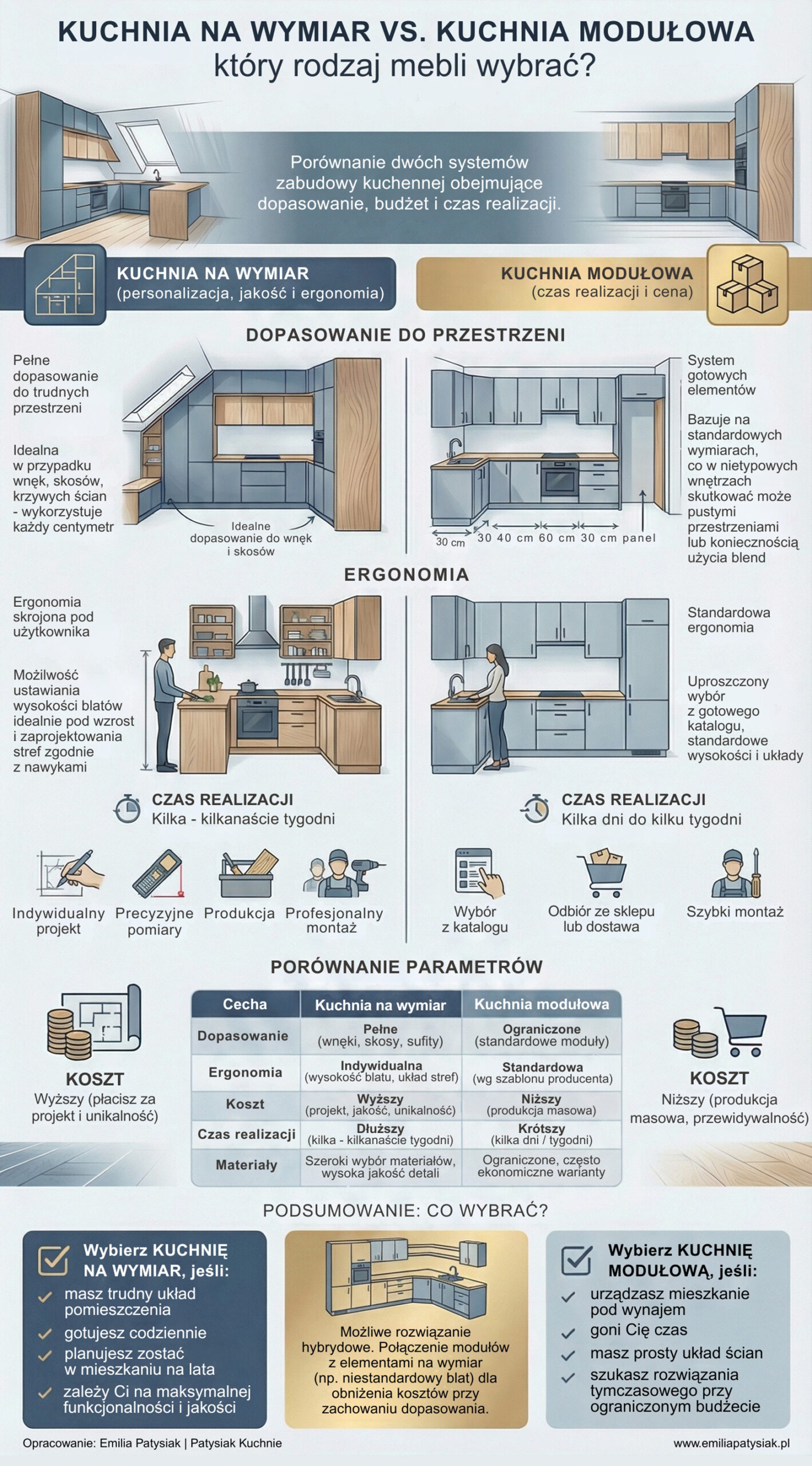 kuchnia na wymiar czy kuchnia modułowa infografika